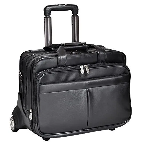 McKlein USA Roosevelt 17" Leather Wheeled Laptop Briefcase w/ Removable Sleeve