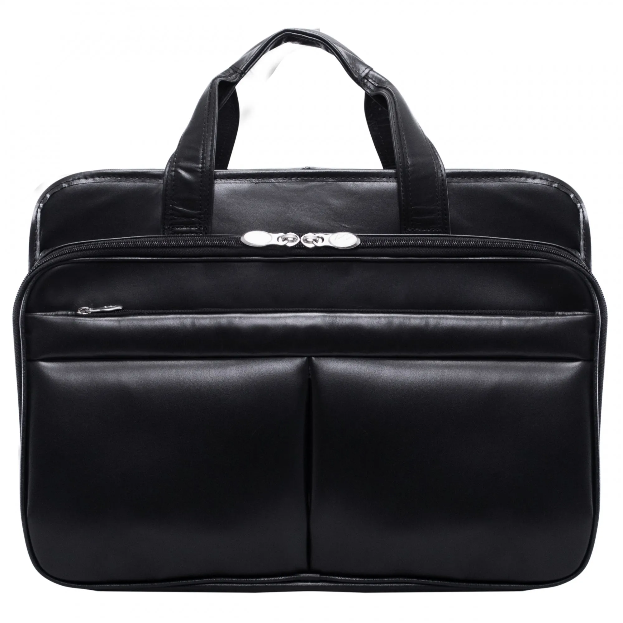 McKlein USA Walton 17" Leather Expandable Double Compartment Laptop Briefcase w/ Removable Sleeve