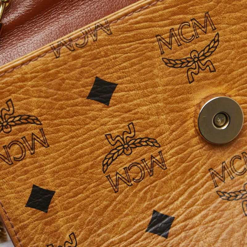 MCM Visetos Logo Chain 2WAY Handbag Brown