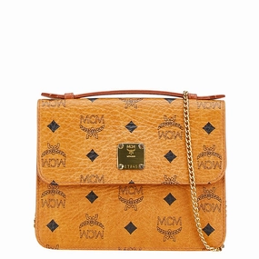 MCM Visetos Logo Chain 2WAY Handbag Brown