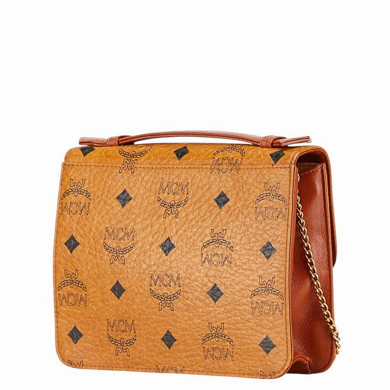 MCM Visetos Logo Chain 2WAY Handbag Brown