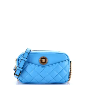 Medusa Icon Front Slip Pocket Camera Bag Quilted Leather Small