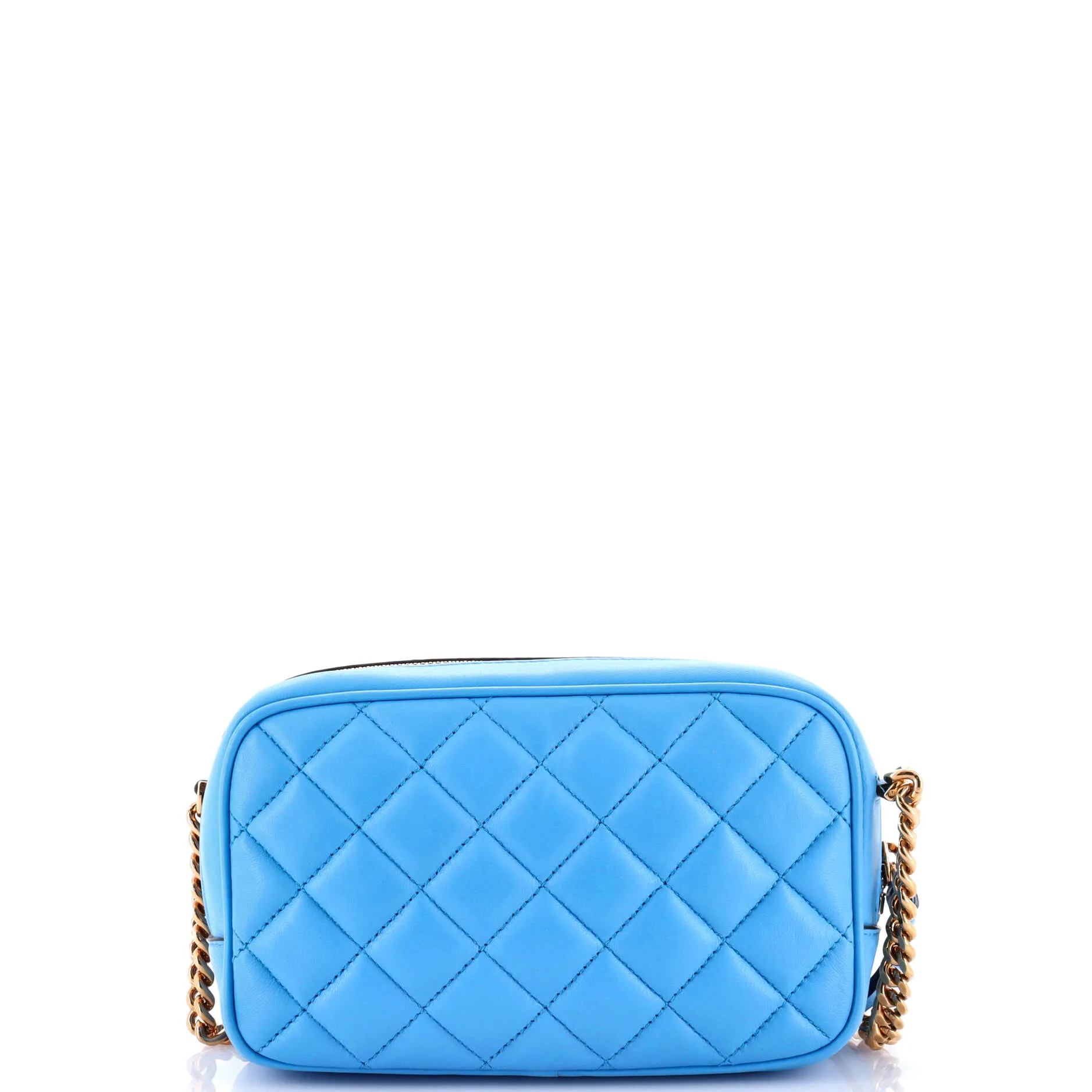 Medusa Icon Front Slip Pocket Camera Bag Quilted Leather Small