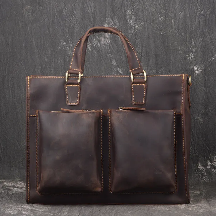 Men Leather Briefcase Bag Vintage Handbag Shoulder Bag For Men