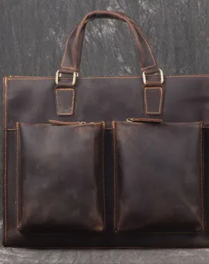Men Leather Briefcase Bag Vintage Handbag Shoulder Bag For Men