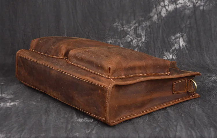 Men Leather Briefcase Bag Vintage Handbag Shoulder Bag For Men
