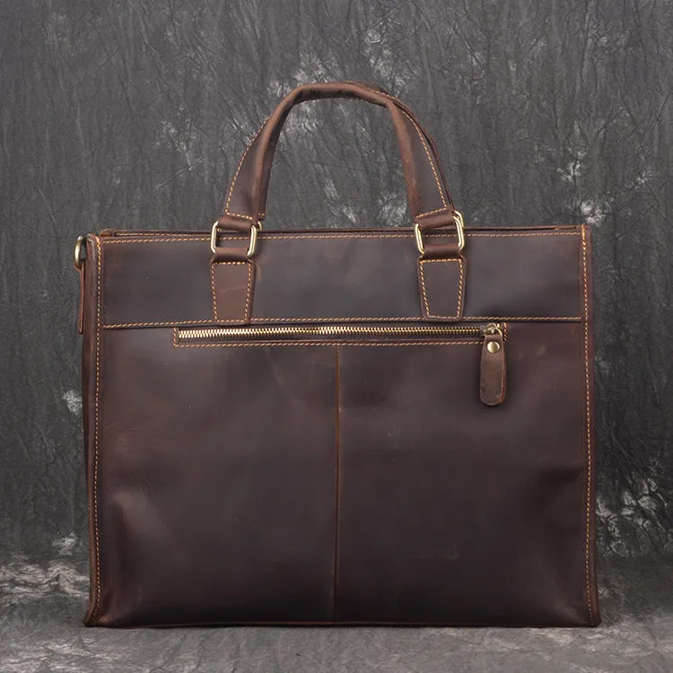 Men Leather Briefcase Bag Vintage Handbag Shoulder Bag For Men