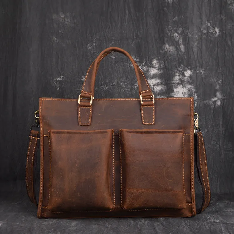 Men Leather Briefcase Bag Vintage Handbag Shoulder Bag For Men