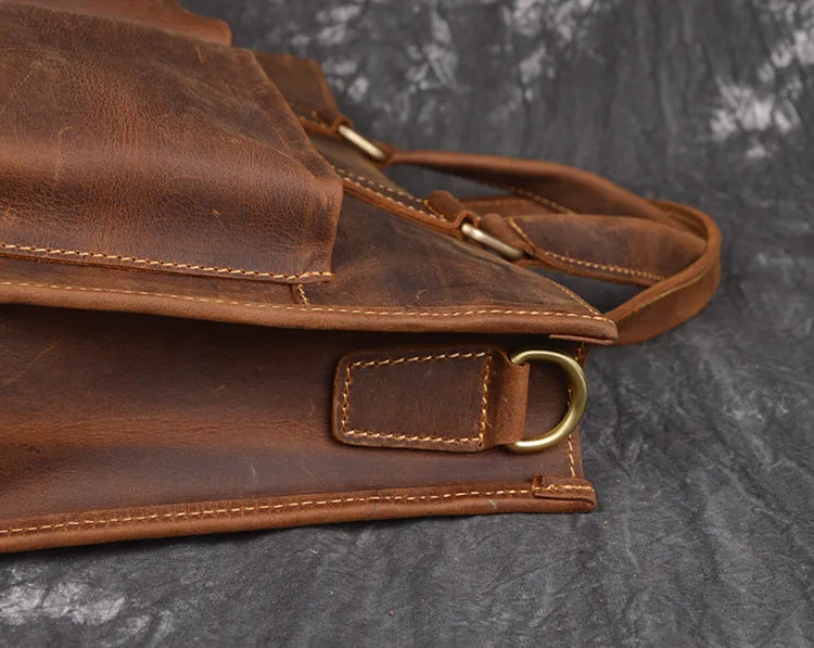 Men Leather Briefcase Bag Vintage Handbag Shoulder Bag For Men