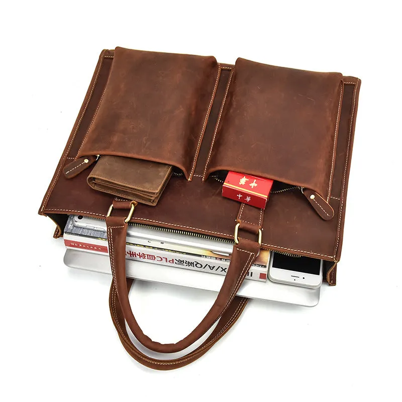 Men Leather Briefcase Bag Vintage Handbag Shoulder Bag For Men
