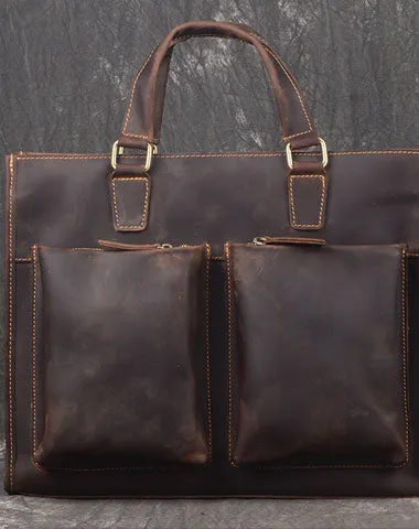 Men Leather Briefcase Bag Vintage Handbag Shoulder Bag For Men