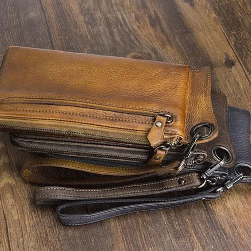 Mens Keyring Wallet Cool Biker Chain Wallet Keyring Wallet Leather Wristlet Clutch Wallet