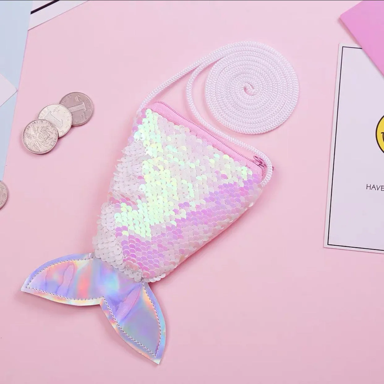 Mermaid Tail Sequined Shoulder Bag Creative Children's Coin Purse
