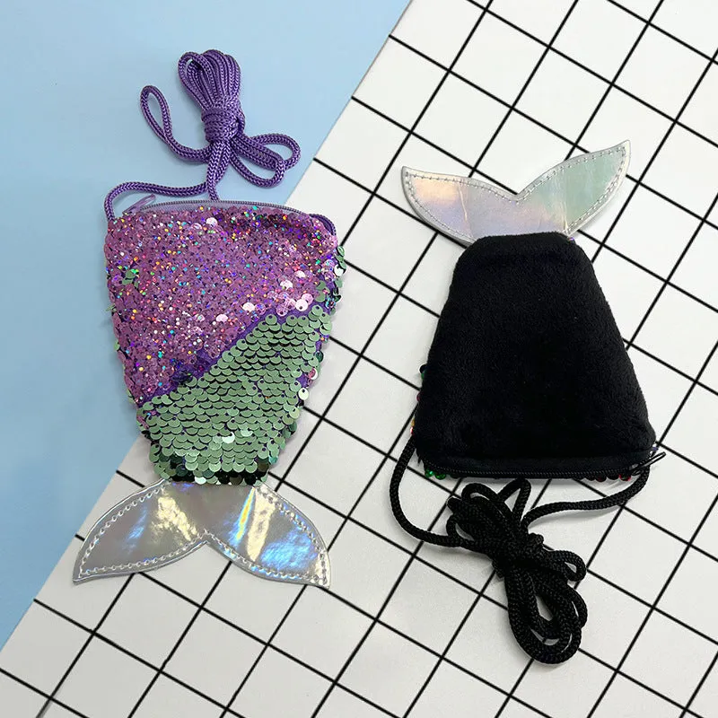 Mermaid Tail Sequined Shoulder Bag Creative Children's Coin Purse