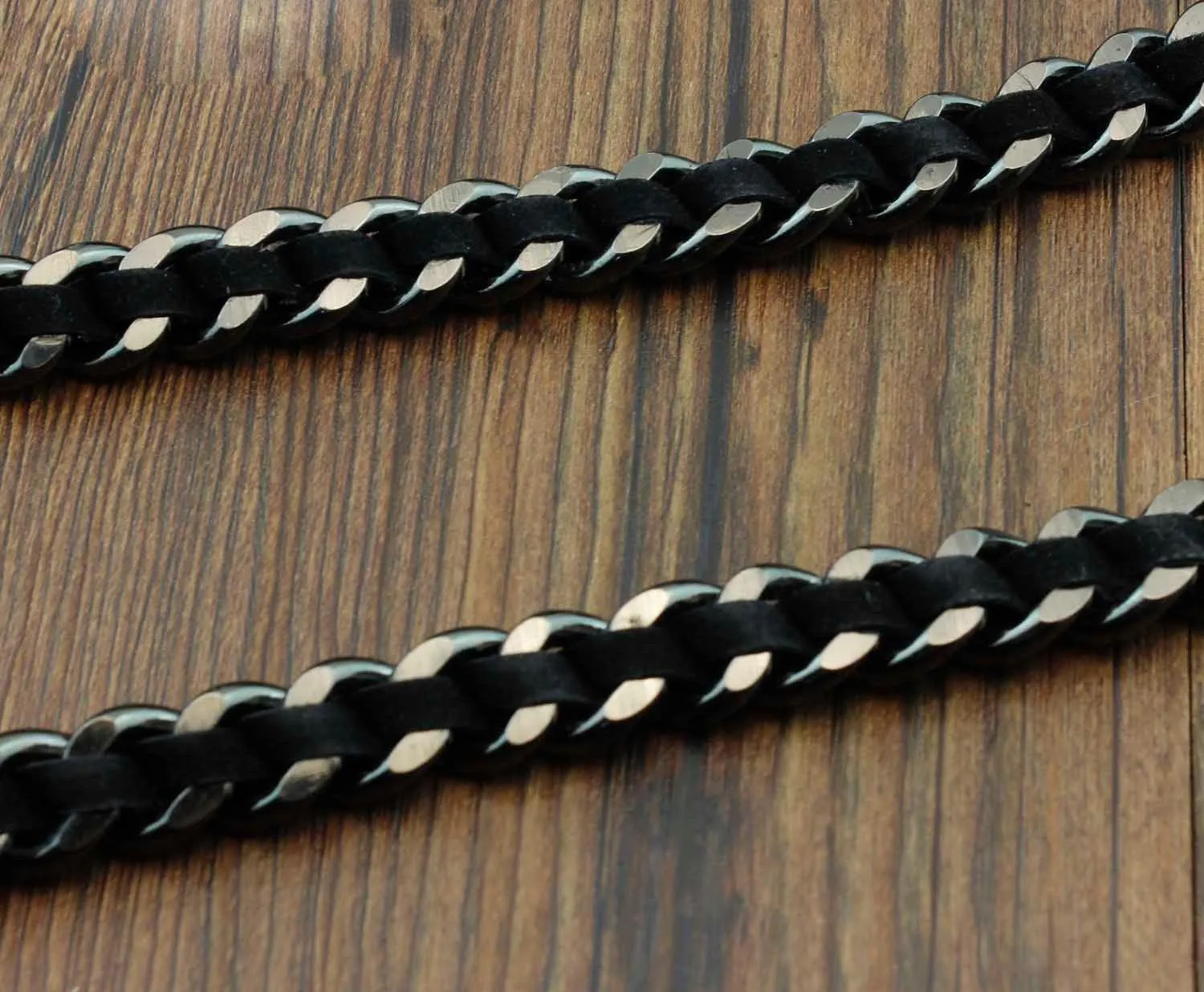 Metal Skull Leather Braided Long Wallet Chain Cool Punk Rock Biker Trucker Wallet Chain Trucker Wallet Chain for Men