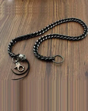 Metal Skull Leather Braided Long Wallet Chain Cool Punk Rock Biker Trucker Wallet Chain Trucker Wallet Chain for Men