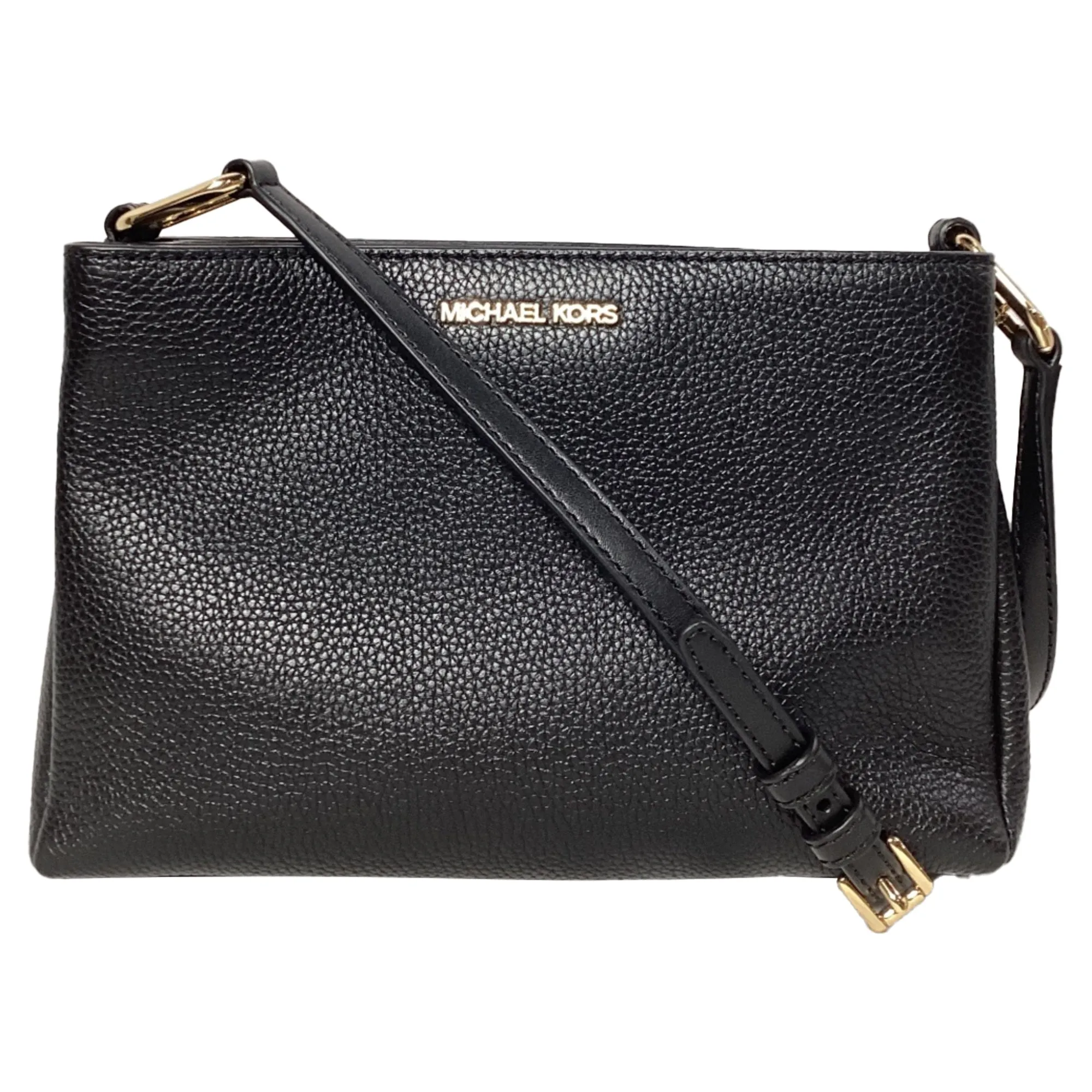 Michael Kors Triple Compartment Crossbody Bag in Black Leather