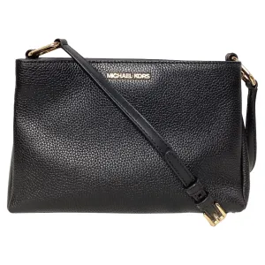Michael Kors Triple Compartment Crossbody Bag in Black Leather