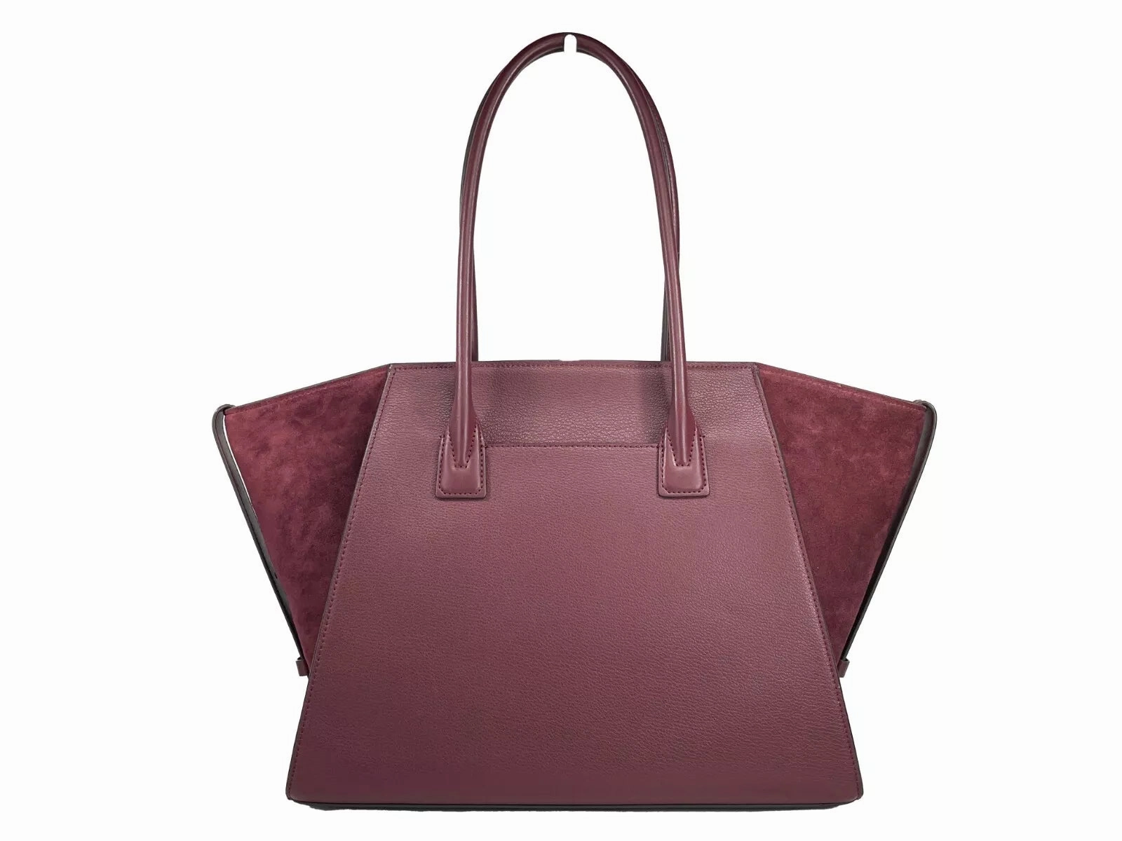 Michael Kors Avril XL Suede Leather Top Zip Satchel Bag Oxblood Women's