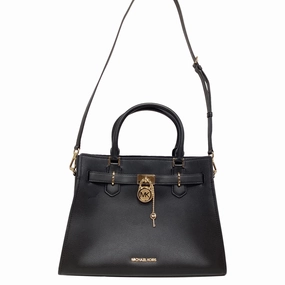 Michael Kors Hamilton Medium Satchel in Black Leather