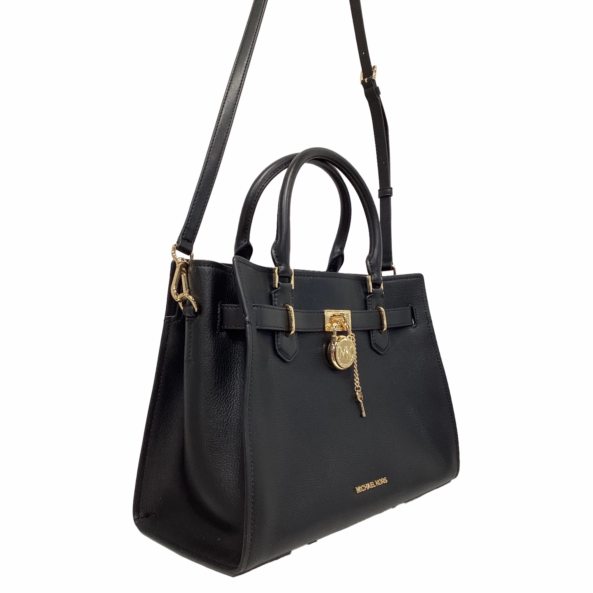 Michael Kors Hamilton Medium Satchel in Black Leather