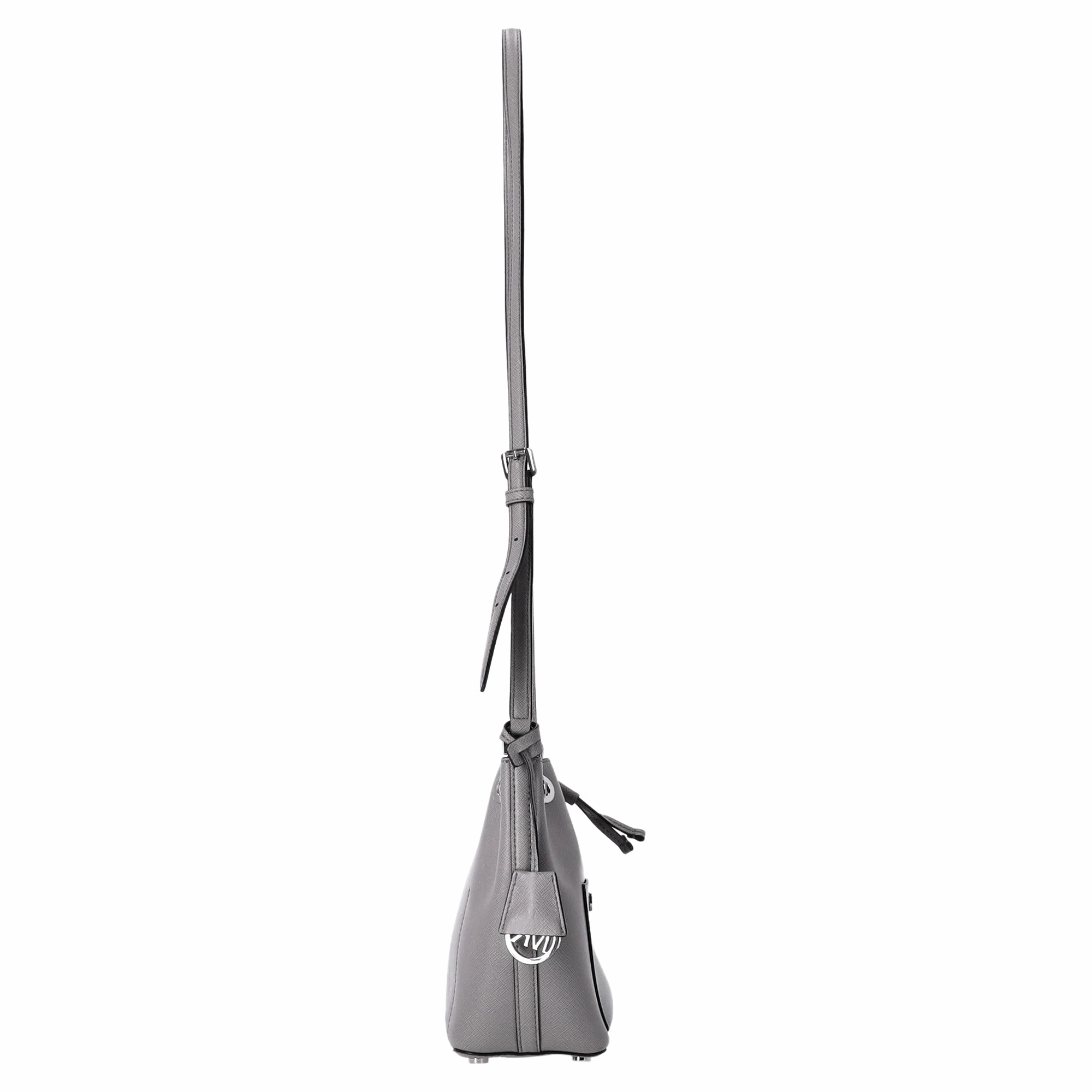 Michael Kors Small Greenwich Bucket Bag in Grey Saffiano Leather