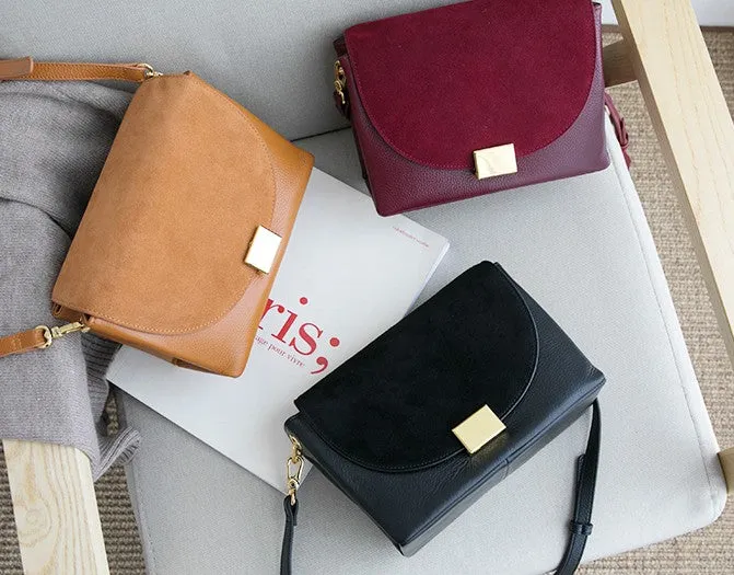 Minimalist Leather Womens Stylish Messenger Crossbody Purse Shoulder Bag for Women