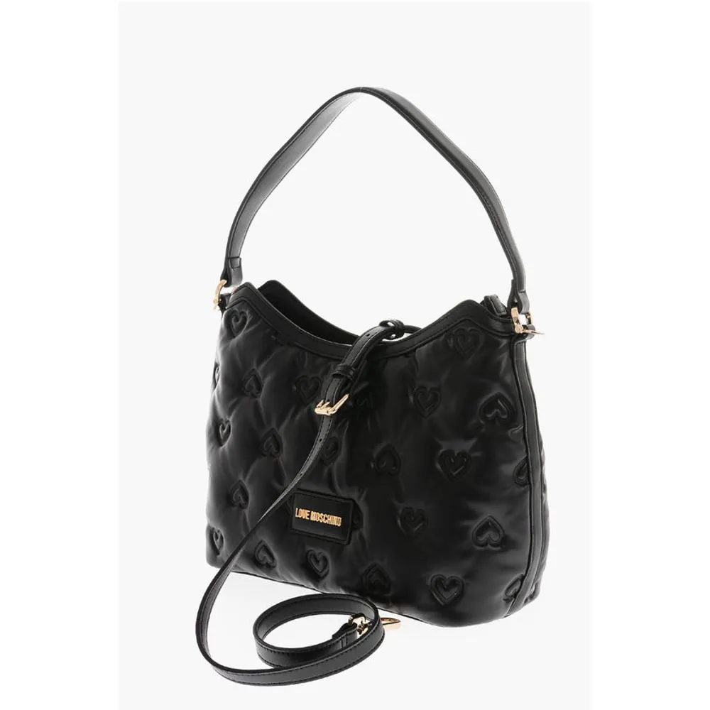 Moschino LOVE Embossed Hearts All Over Faux Leather Hobo Bag