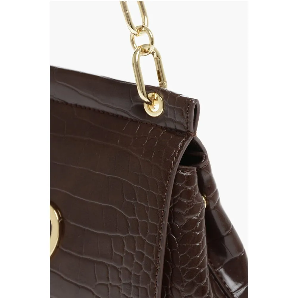 Moschino LOVE Faux Leather Bag with Golden Details and Removable Women's Shou