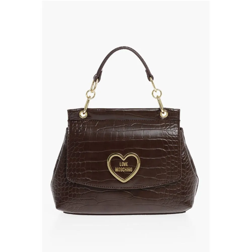 Moschino LOVE Faux Leather Bag with Golden Details and Removable Women's Shou