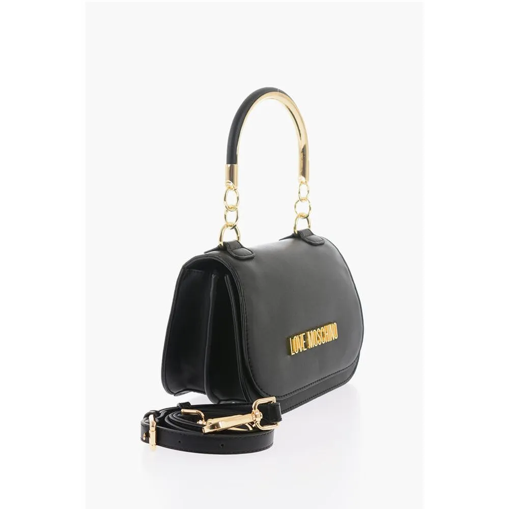 Moschino LOVE Faux Leather Handbag with Metal Golden Logo
