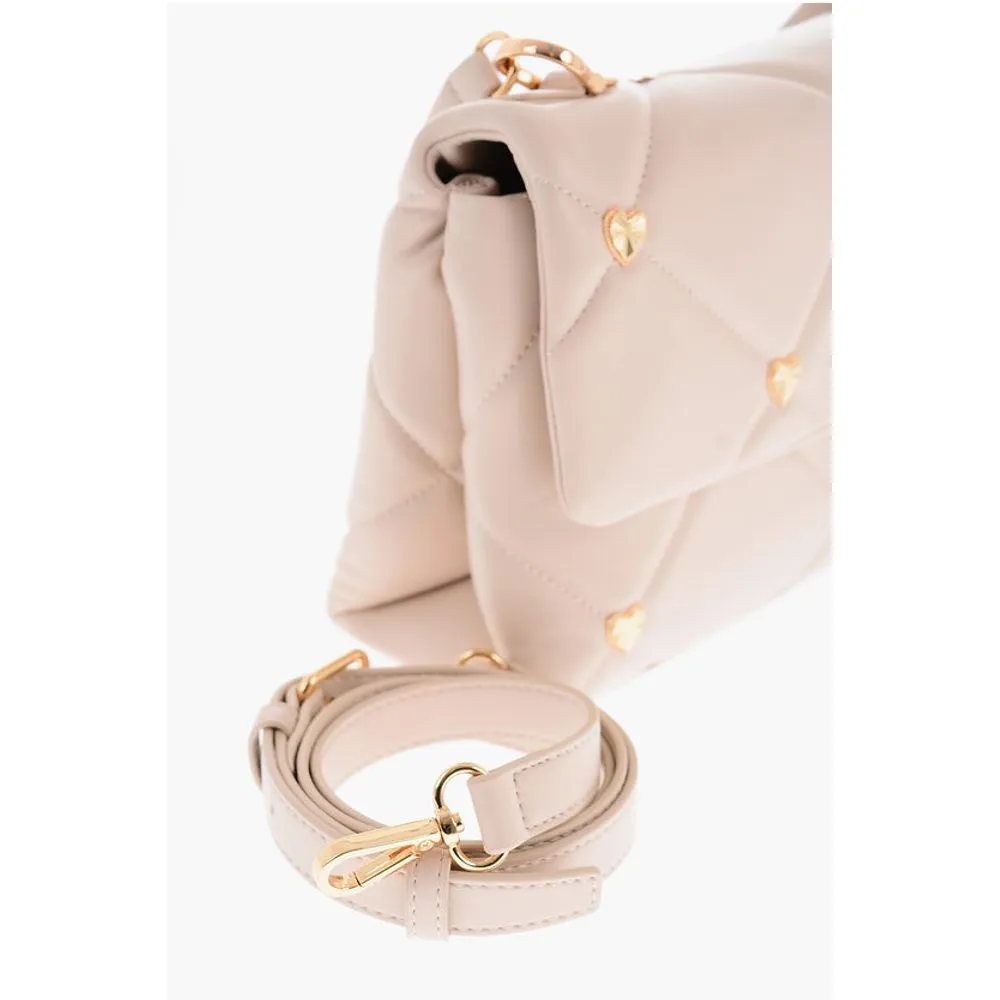 Moschino LOVE Faux Leather Quilted Bag with All-Over Women's Hearts