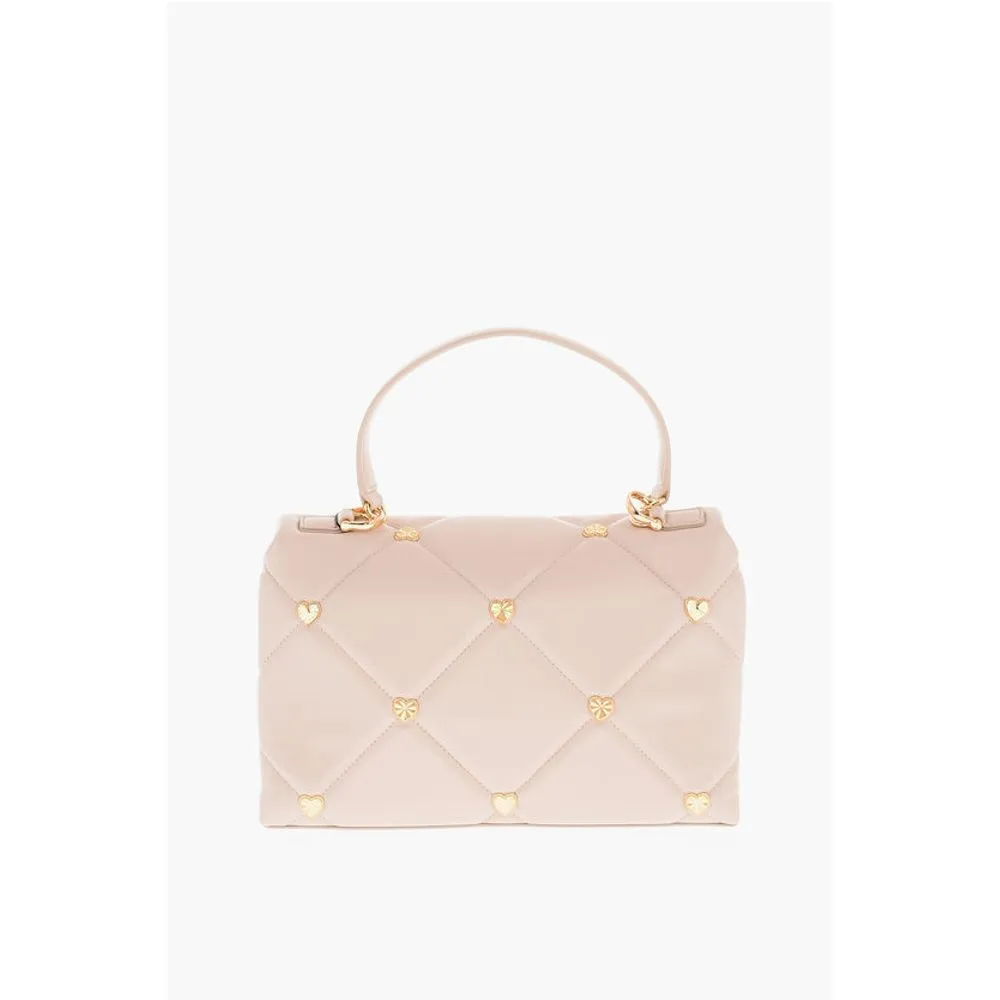 Moschino LOVE Faux Leather Quilted Bag with All-Over Women's Hearts