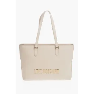 Moschino LOVE Faux Leather Tote Bag with Golden Embossed Maxi Women's Logo