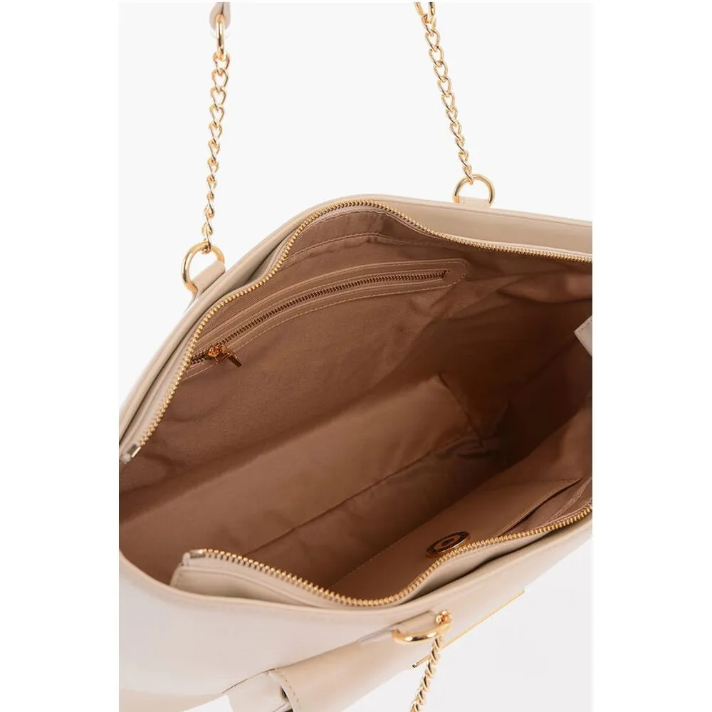 Moschino LOVE Faux Leather Tote Bag with Golden Women's Details