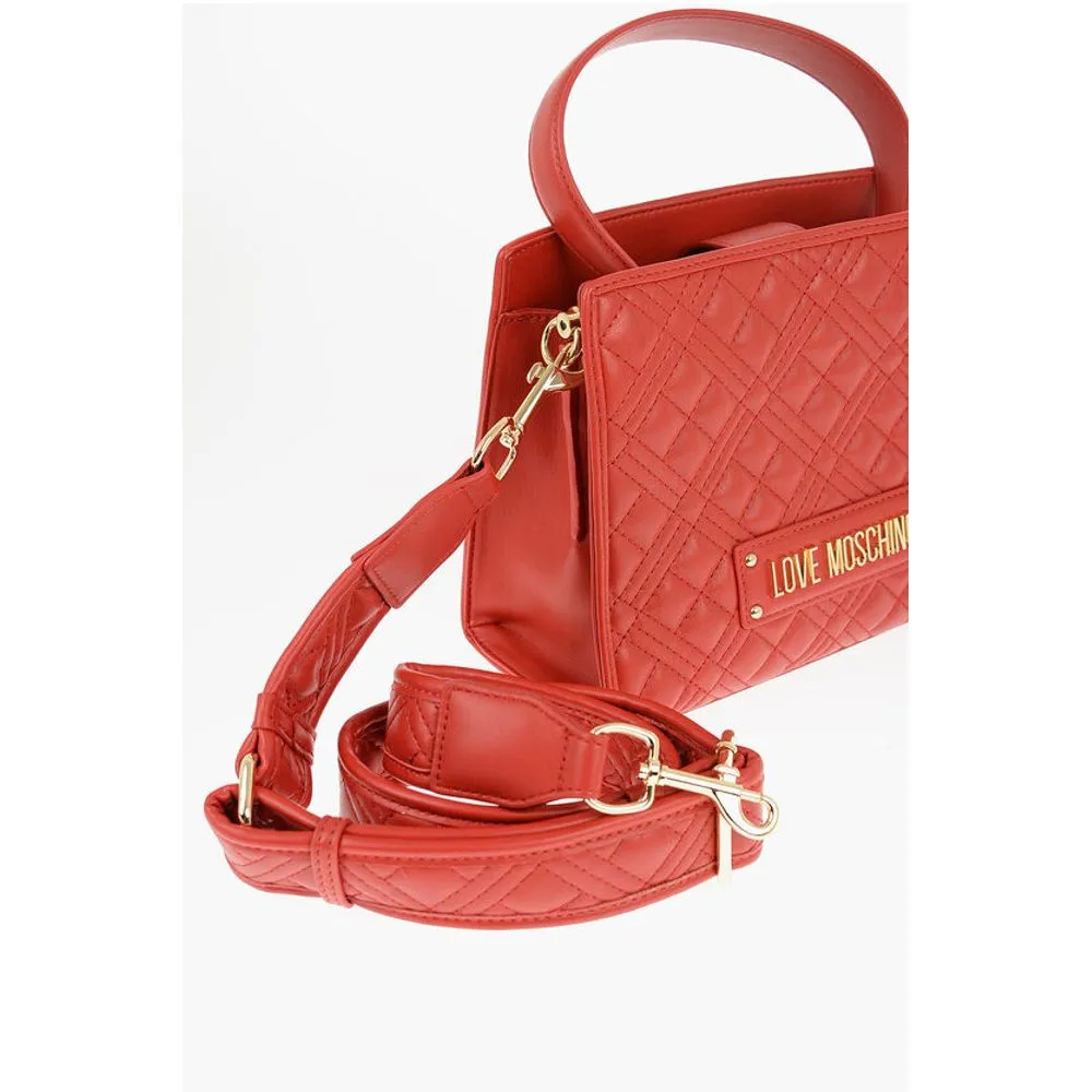 Moschino LOVE Quilted Faux Leather Bag with Removable Shoulder Women's Strap