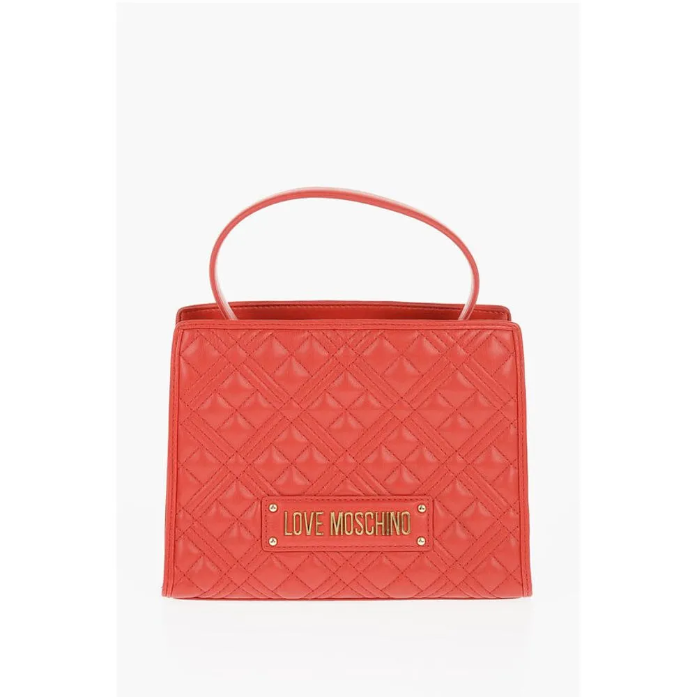 Moschino LOVE Quilted Faux Leather Bag with Removable Shoulder Women's Strap