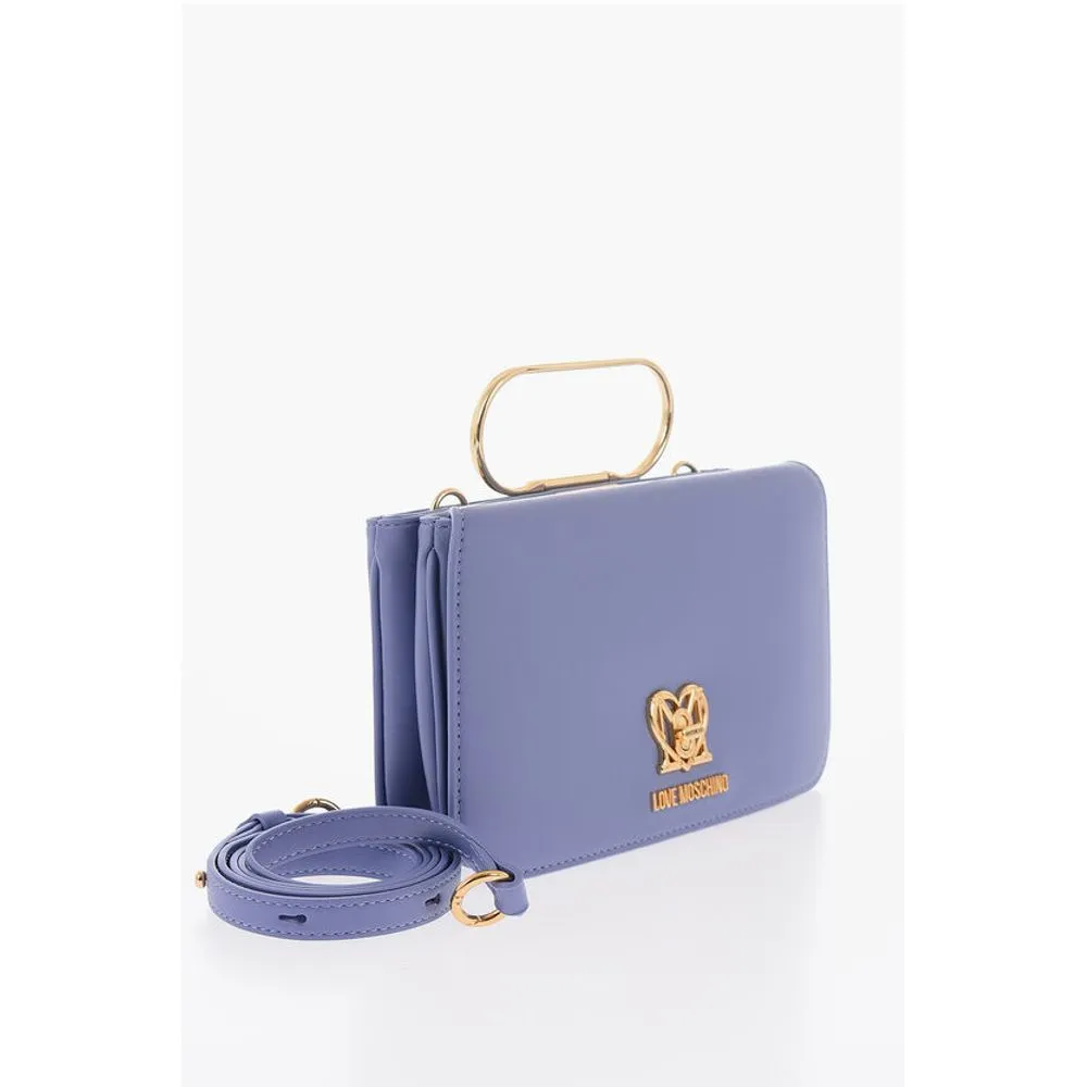 Moschino LOVE Solid Color Handbag with Removable Faux Fur Women's Handle