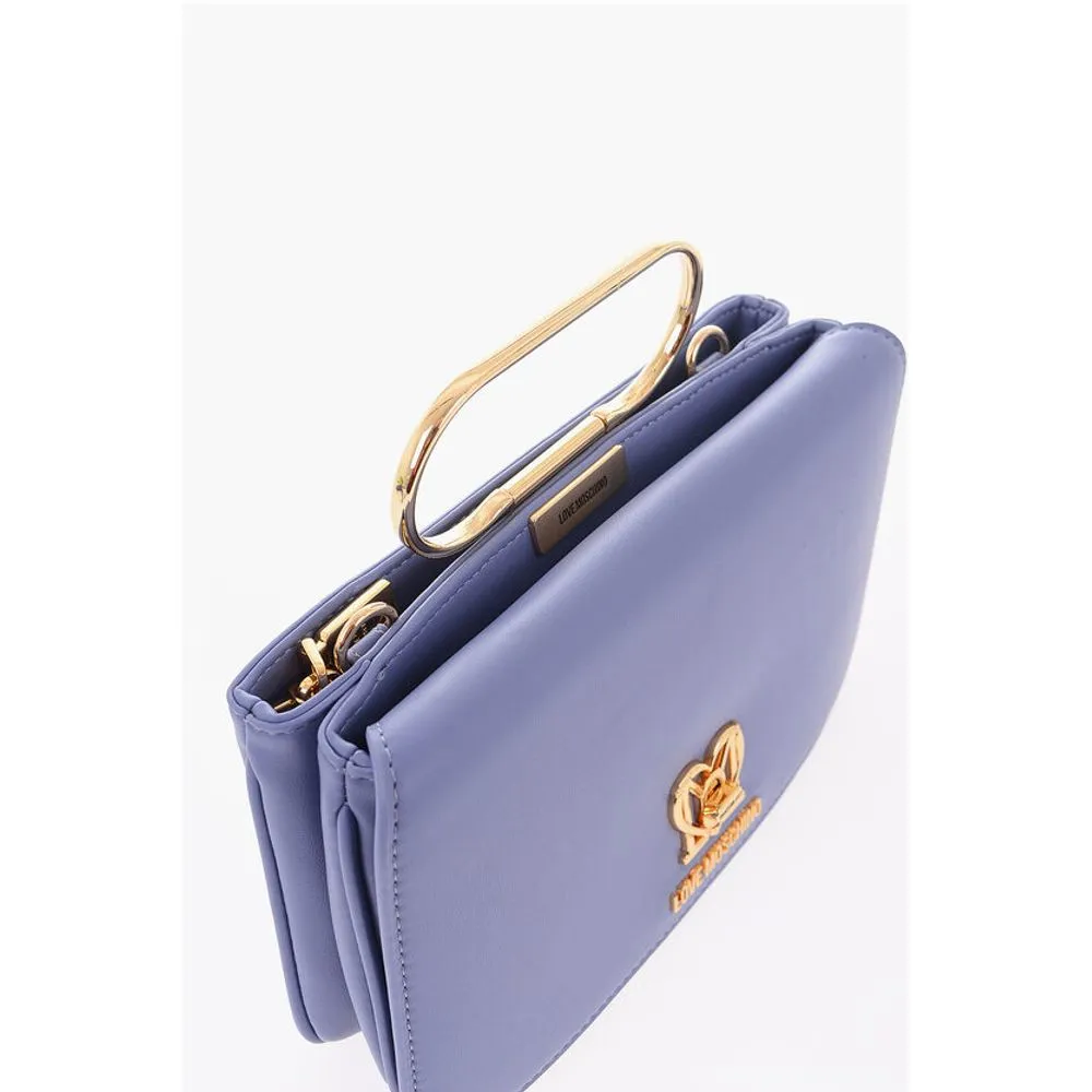 Moschino LOVE Solid Color Handbag with Removable Faux Fur Women's Handle
