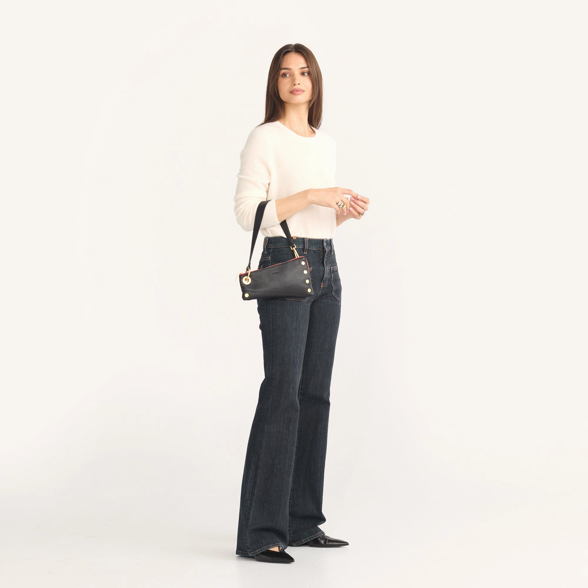 Nash Pochette | Black/Brushed Gold Red Zip
