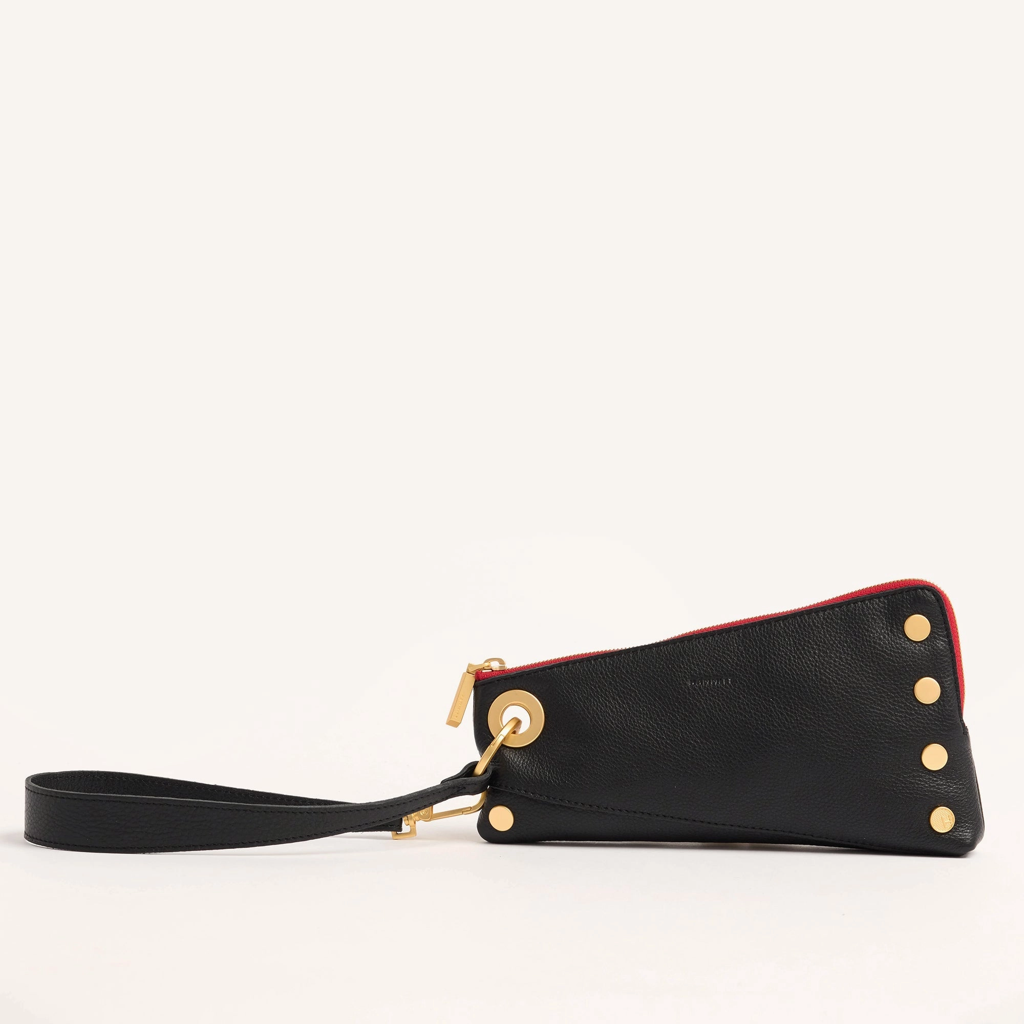 Nash Pochette | Black/Brushed Gold Red Zip