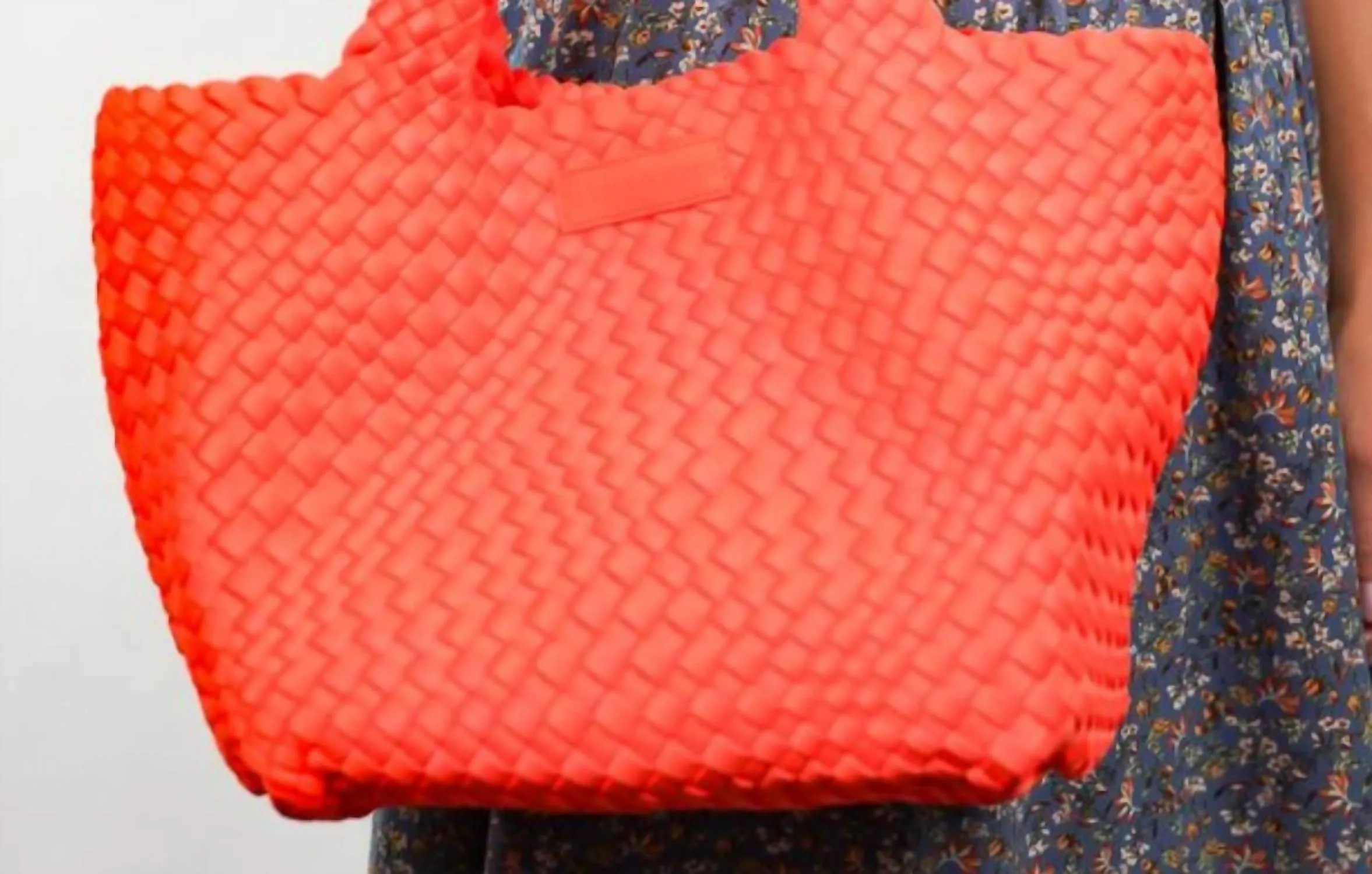 Neoprene Woven Handbag In Orange