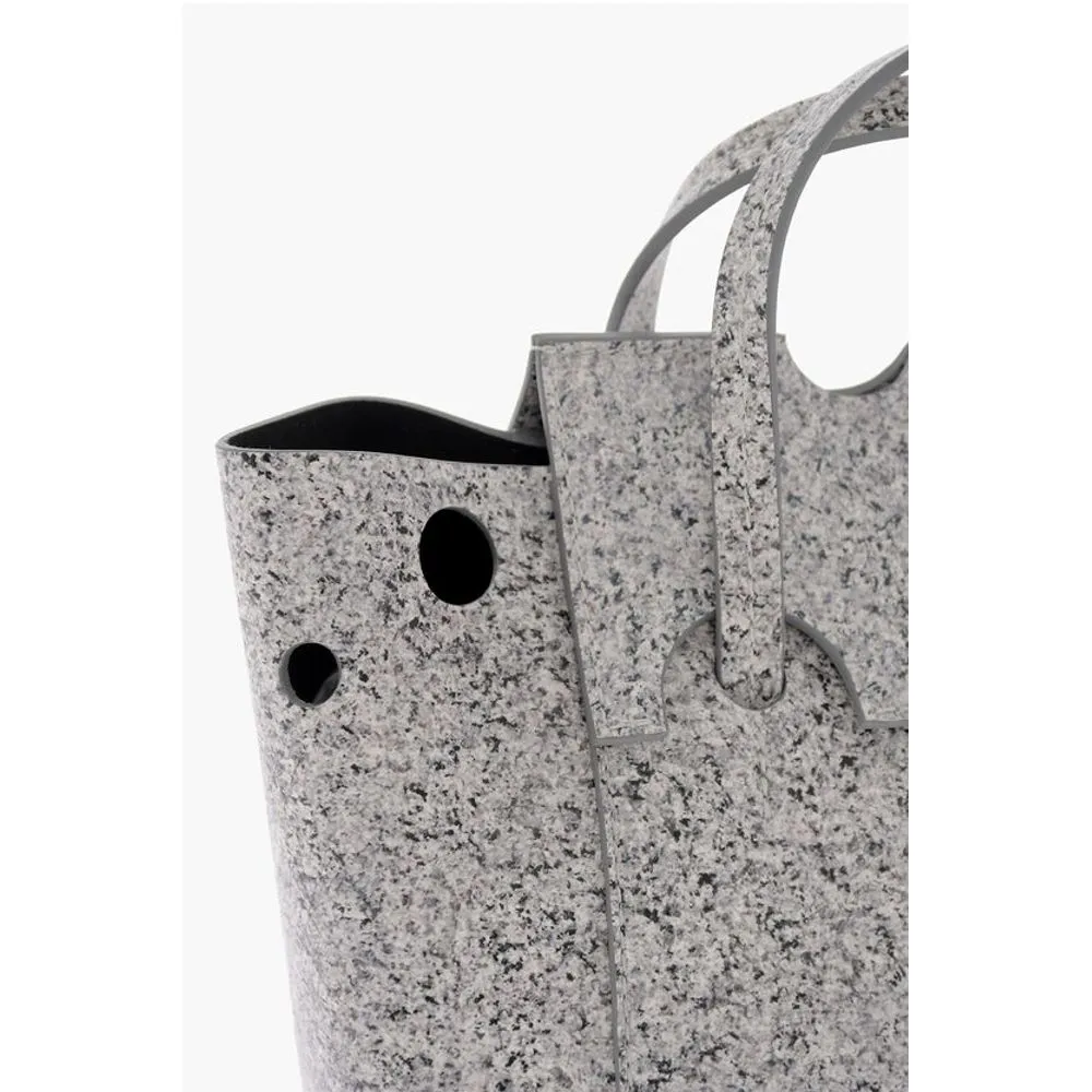 Off- Marble Effect Leather BURROW Tote Women's Bag