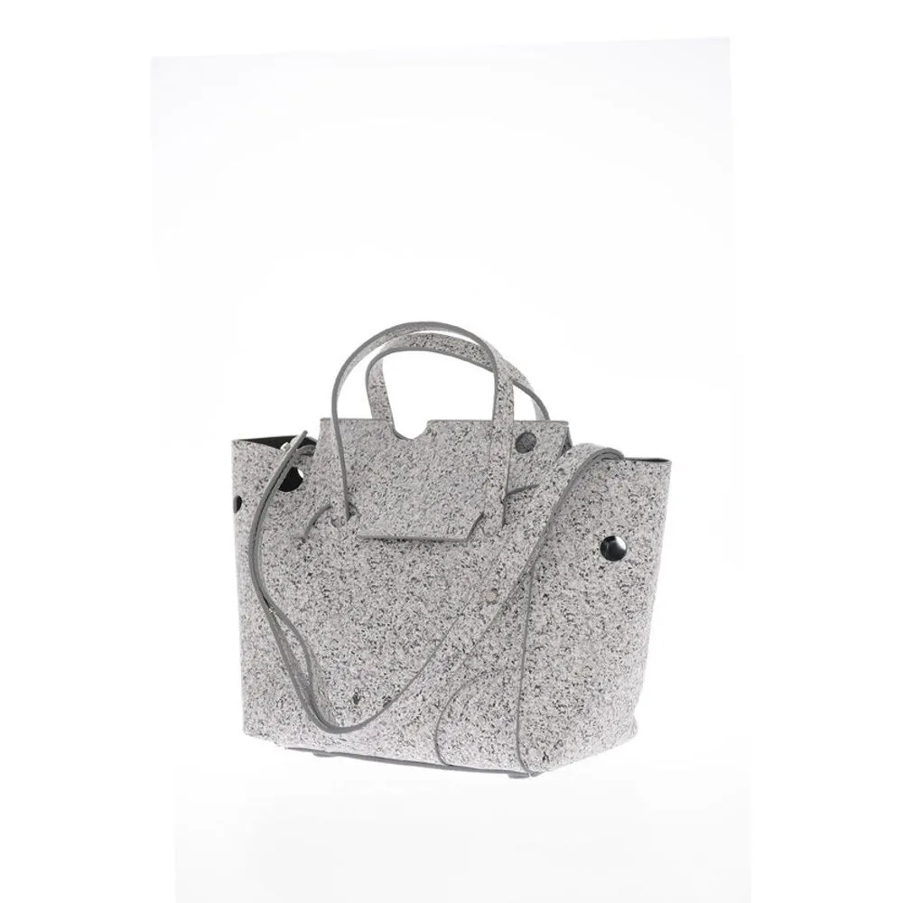 Off- Marble Effect Leather BURROW Tote Women's Bag