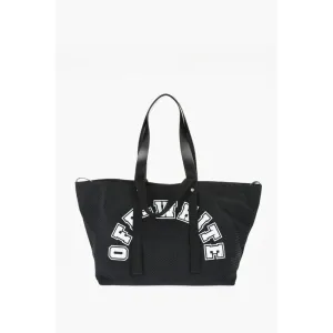 Off- Perforated Fabric Tote bag with Leather Women's Details