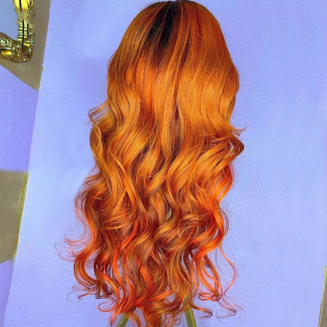 Ombre Ginger Color Body Wave Real 134  Lace Frontal Wig Human Hair