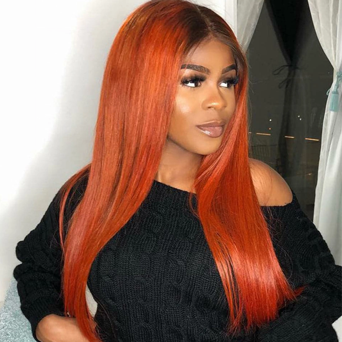 Ombre Ginger Color Straight 13x4 Lace Frontal Wig Human Hair