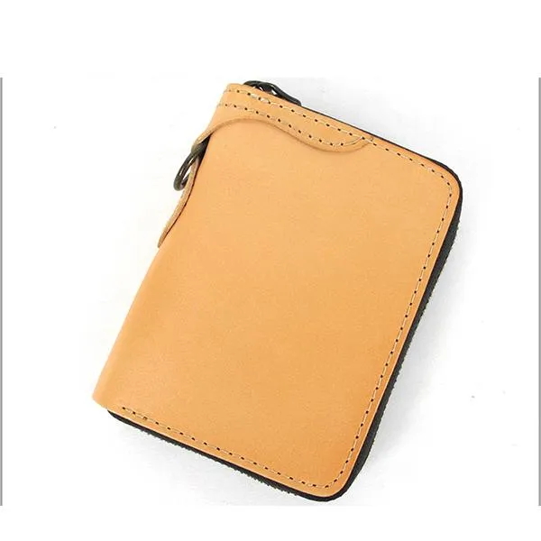 [On Sale] Handmade Cool Mens Leather Biker Chain Wallet Small Biker Wallets with Zippers