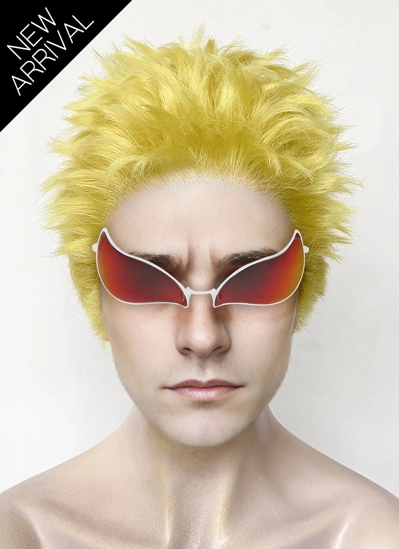 One Piece Donquixote Doflamingo Yellow Wavy Lace Front Synthetic Men's Wig LF6127