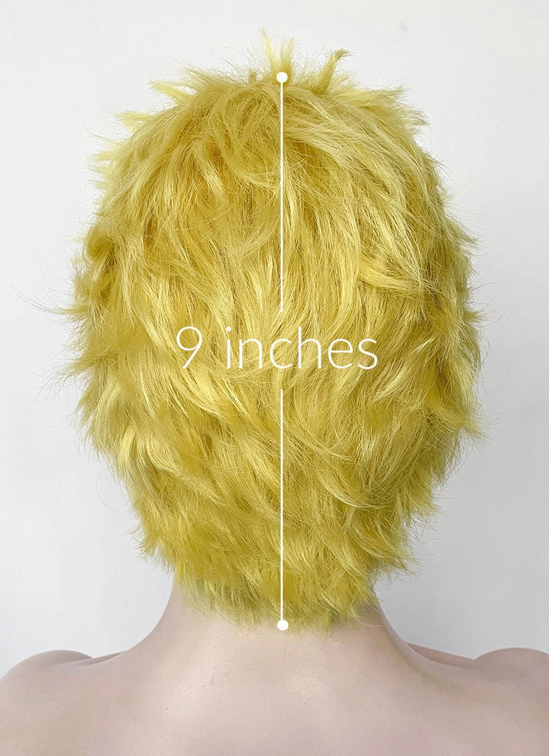 One Piece Donquixote Doflamingo Yellow Wavy Lace Front Synthetic Men's Wig LF6127